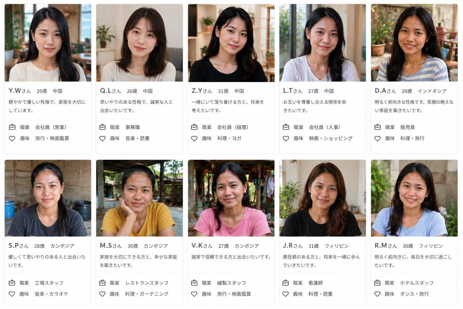 女性会員プロフィール一覧